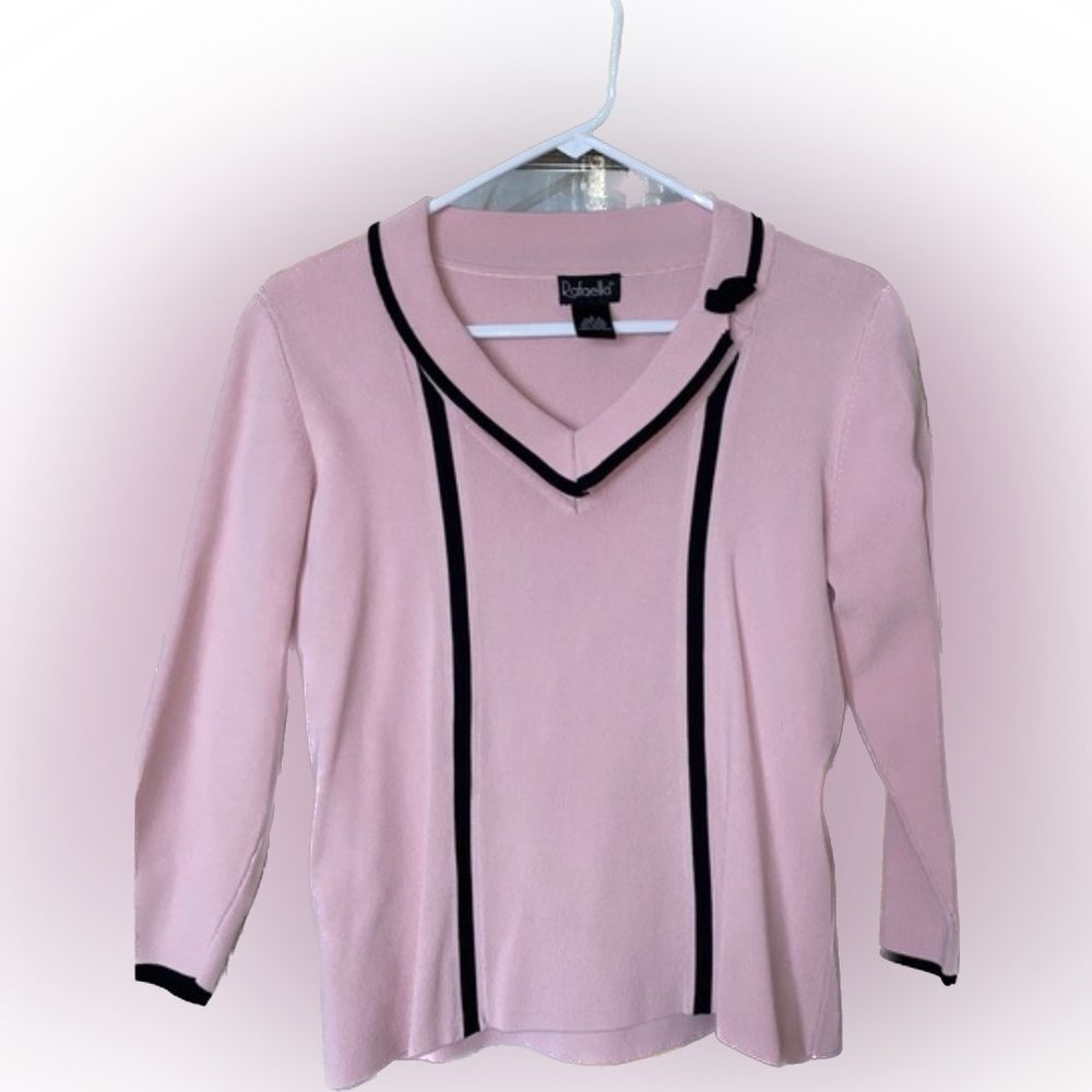 Vintage Rafaella V-Neck Bow Fairy Preppy Pullover Sweater large